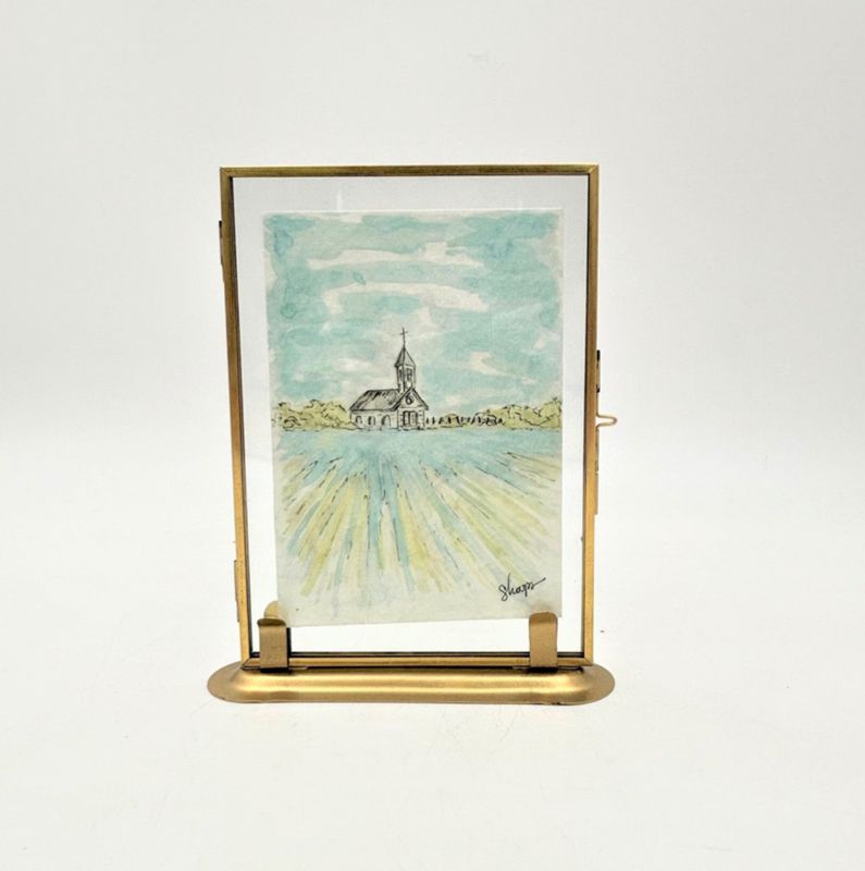 Brass Framed Table Art Church