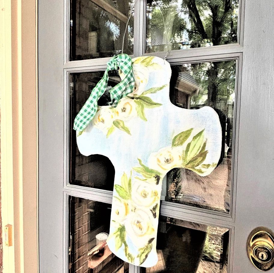 Burlap Door Cross