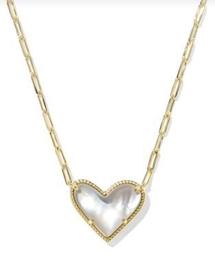 The Ari Heart Statement Pendant Necklace in Ivory Mother of Pearl