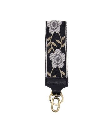 Easy Find Wristlet Keychain | Black + White Wild Rose