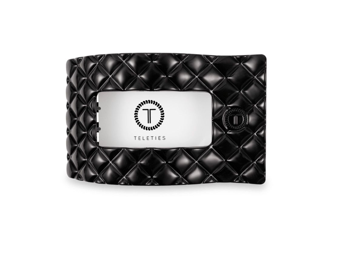 Teleties™ Quilted Flat Rectangle Hair Clip | Jet Black