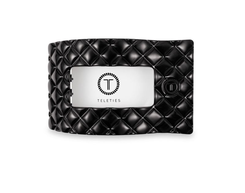 Teleties™ Quilted Flat Rectangle Hair Clip | Jet Black