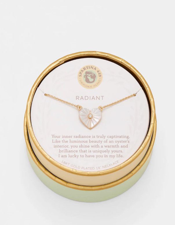 SLV Necklace 18" Radiant/Mother of Pearl Heart, Color: Gold