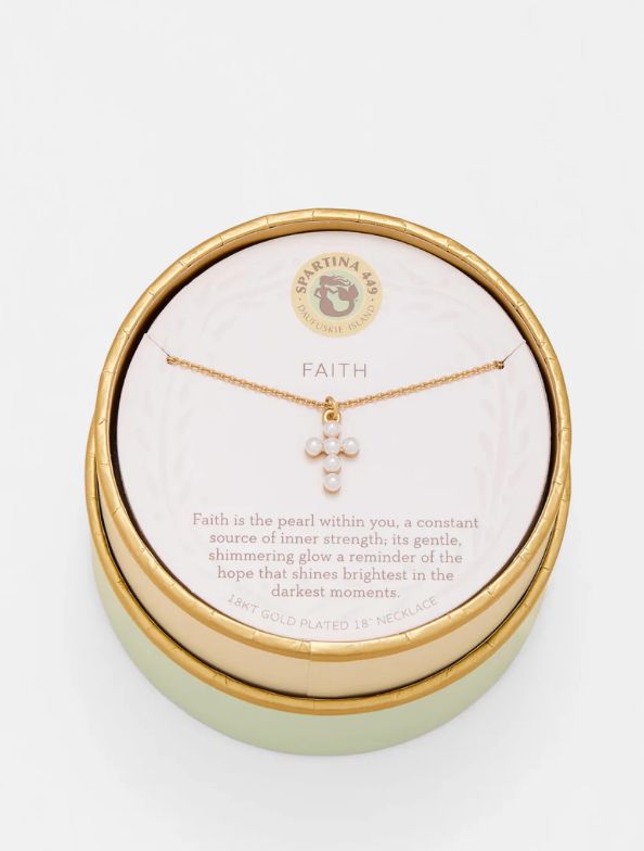 SLV Necklace 18" Faith/Pearl Cross