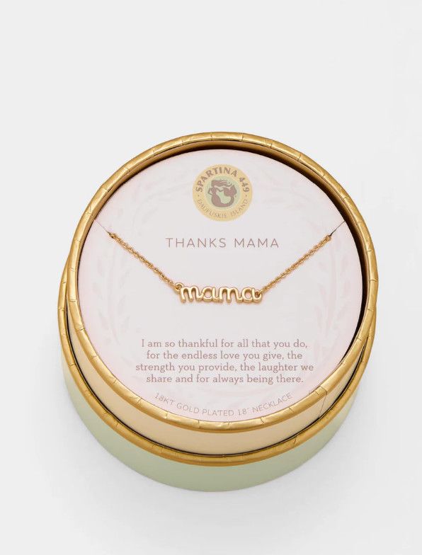 SLV Necklace 18" Thanks Mama/Script, Color: Gold