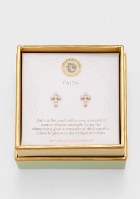 SLV Faith/Pearl Cross Earrings