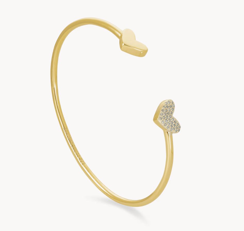 Ari Heart Cuff Bracelet 18K Gold Vermeil White Diamond