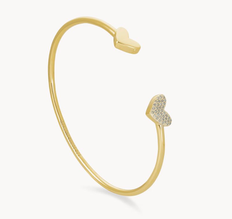 Ari Heart Cuff Bracelet 18K Gold Vermeil White Diamond