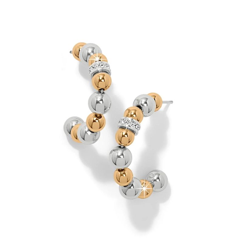 Meridian Petite Station Two Tone Hoop Earrings