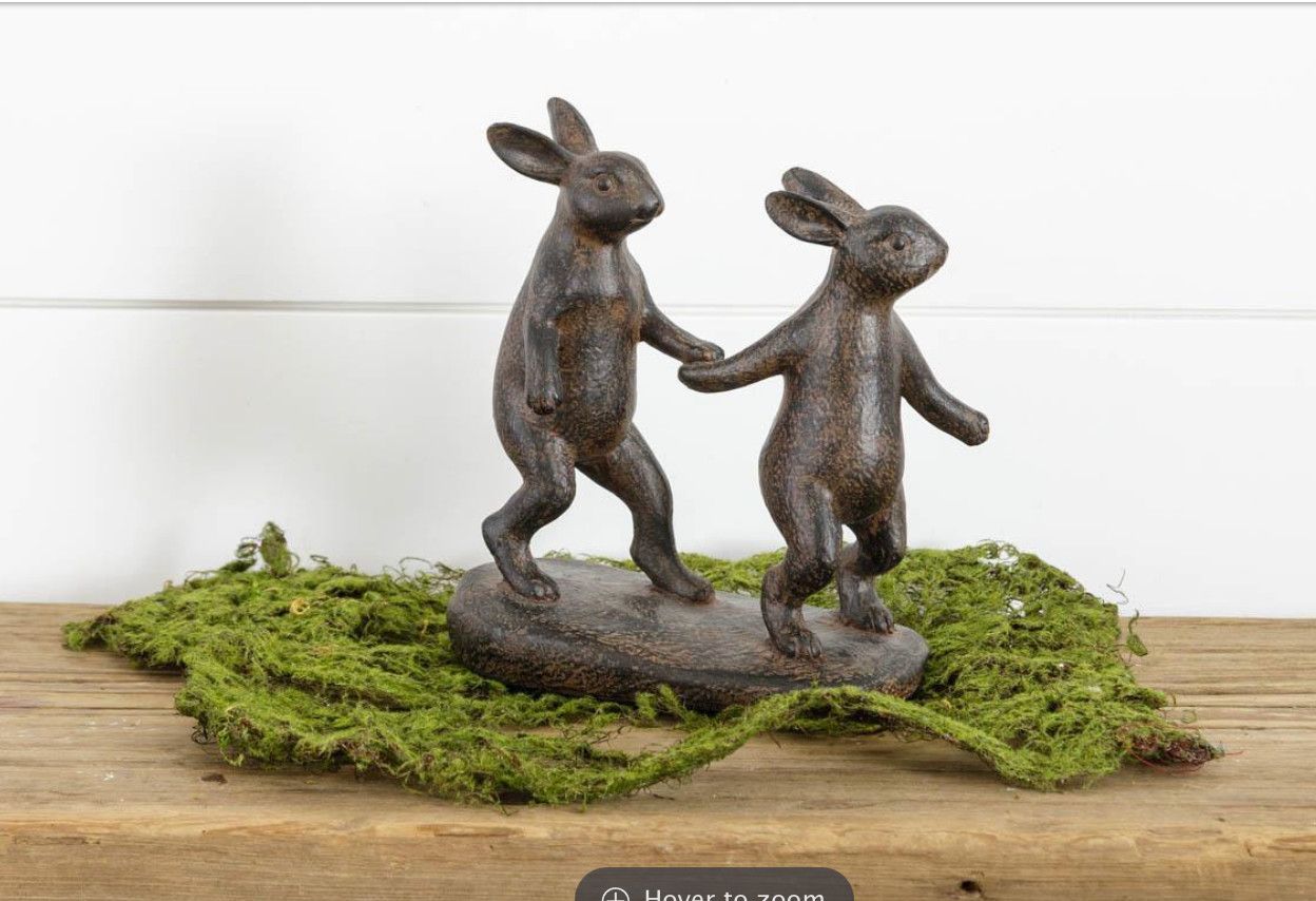 Rabbits Walking Hand in Hand Figurine