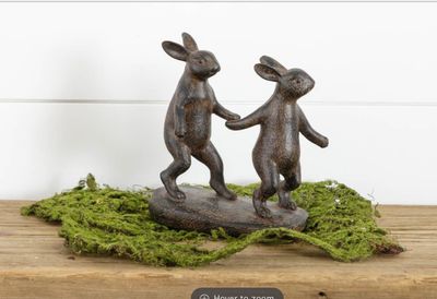Rabbits Walking Hand in Hand Figurine