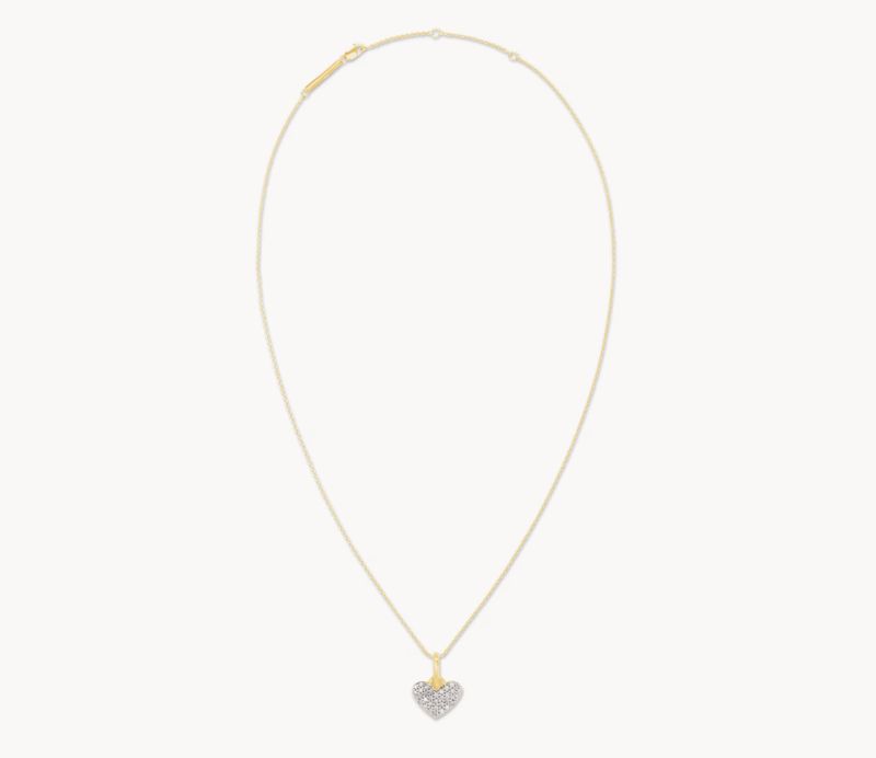 The Ari Pave Heart Charm Necklace 18K gold Vermeil White Diamond