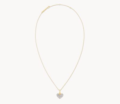 The Ari Pave Heart Charm Necklace 18K gold Vermeil White Diamond