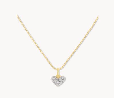 The Ari Pave Heart Charm Necklace 18K gold Vermeil White Diamond