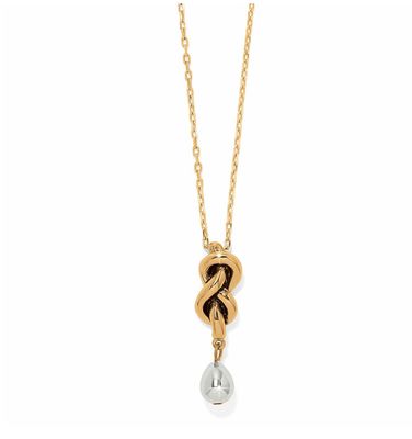 Interlok Single Knot Drop Necklace Two Tone