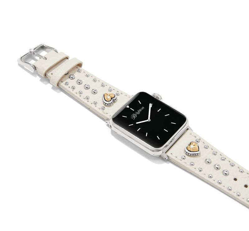 Pretty Tough Heart White Leather Watch Band