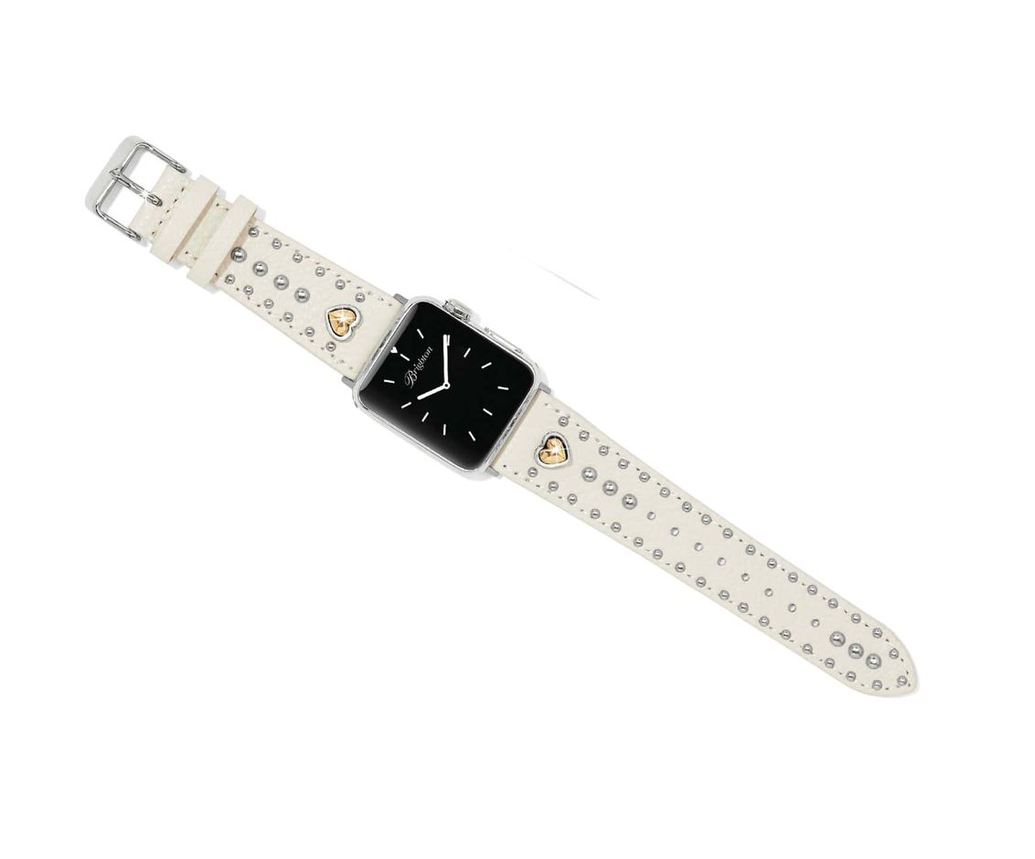 Pretty Tough Heart White Leather Watch Band