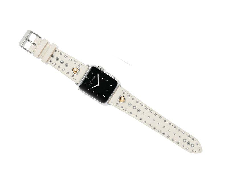 Pretty Tough Heart White Leather Watch Band