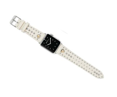 Pretty Tough Heart White Leather Watch Band