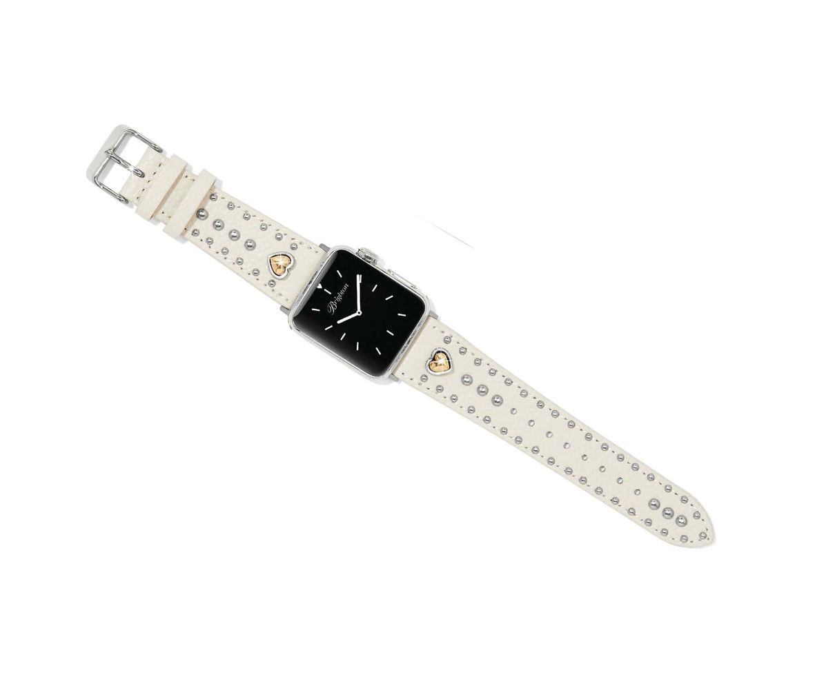 Pretty Tough Heart White Leather Watch Band