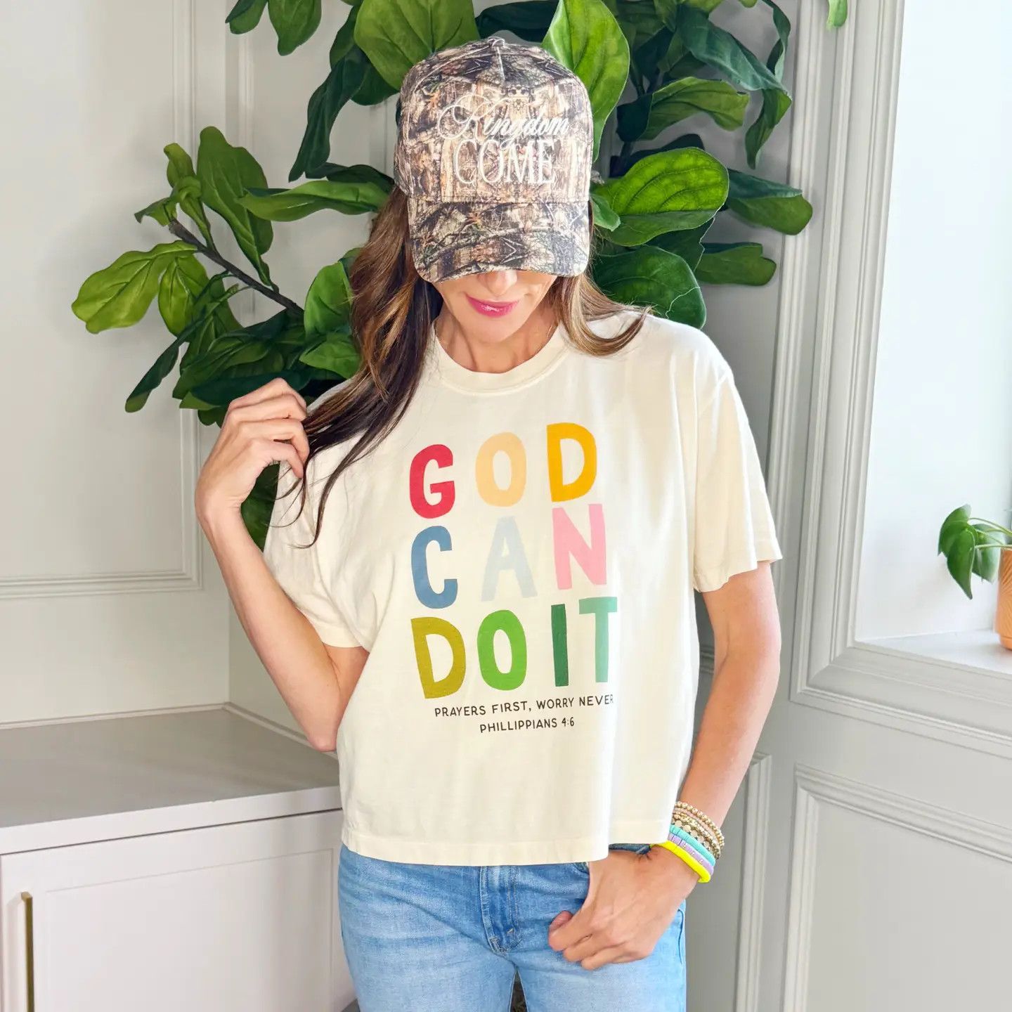 God Can Do It Cropped Tee, Size: S