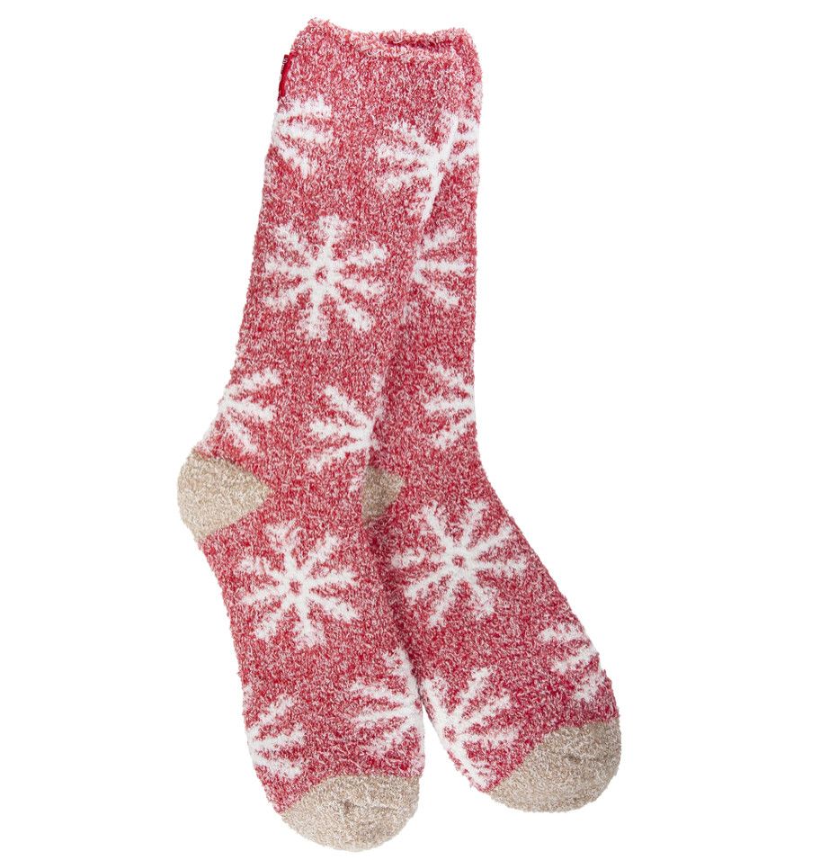 World's Softest Wish Crew Sock White Snowflake