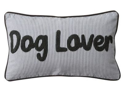 Dog Lover Striped Pillow with Piping