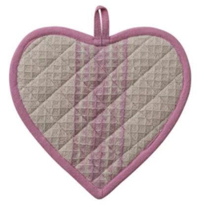 Quilted Heart Shaped Pot Holder | Cream &amp; Pink