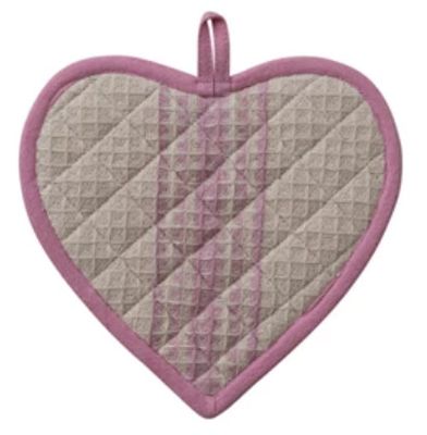 Quilted Heart Shaped Pot Holder | Cream &amp; Pink