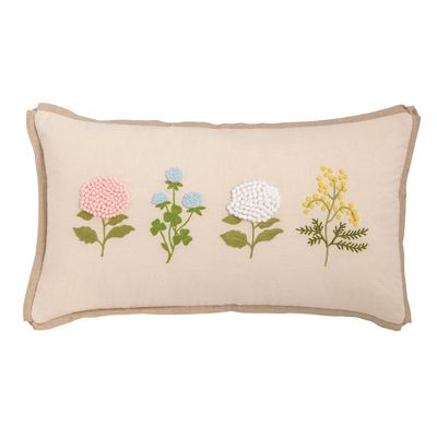 Lumbar Floral Embroidery Pillow