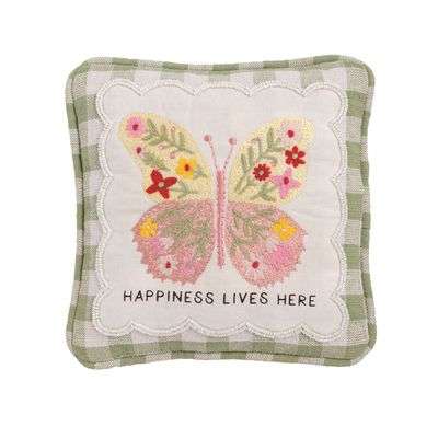 Happiness Lives Here Embellished Pillow