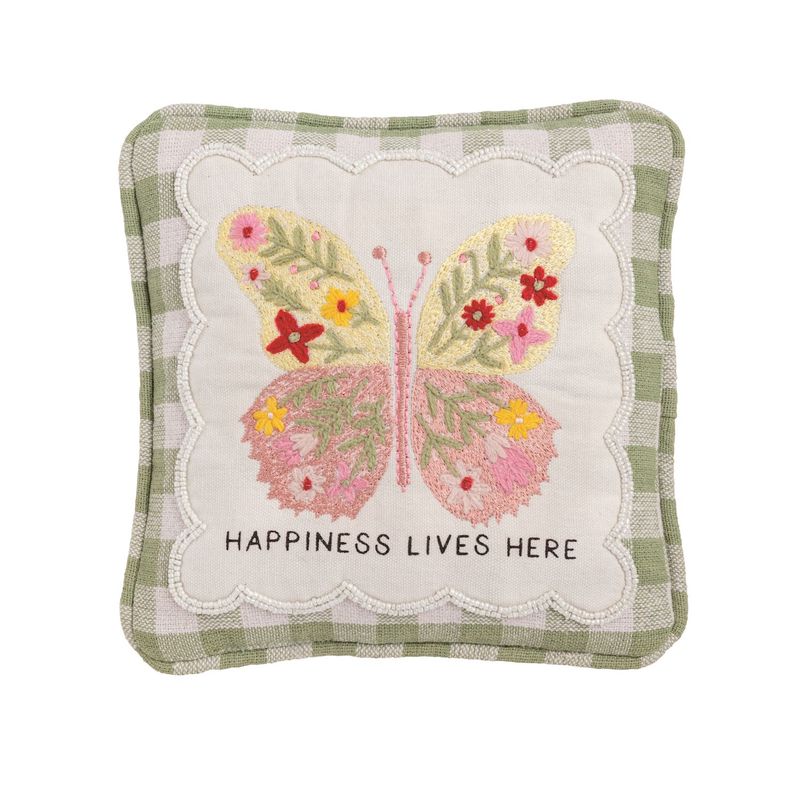 Happiness Lives Here Embellished Pillow
