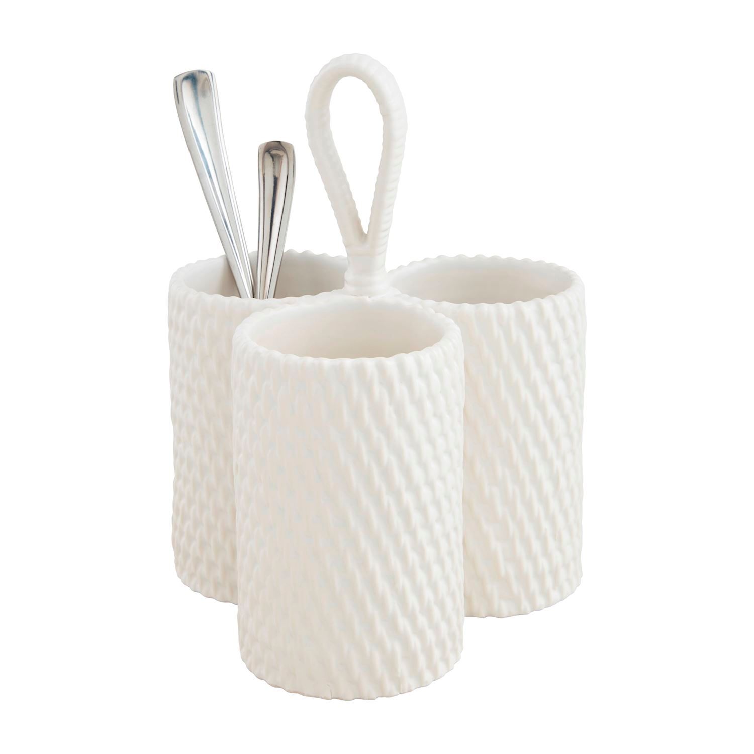 Basket Weave Ceramic Utensil Holder
