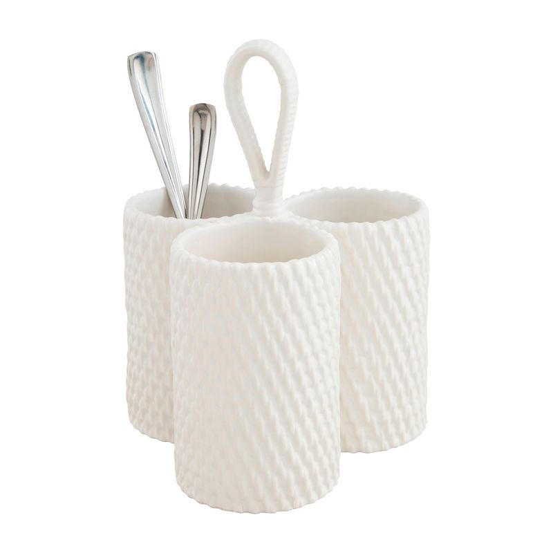 Basket Weave Ceramic Utensil Holder