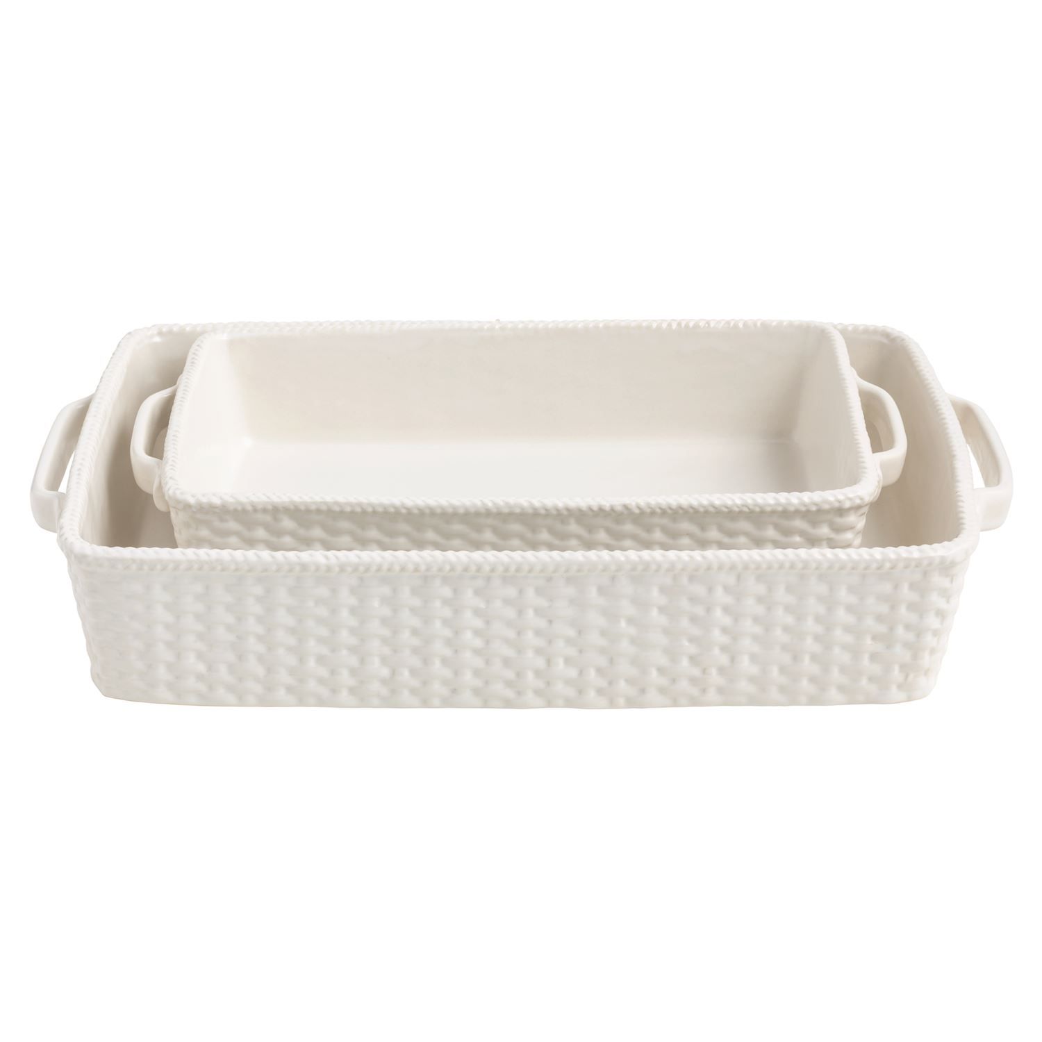 Basket Weave Ceramic Baker Set of 2