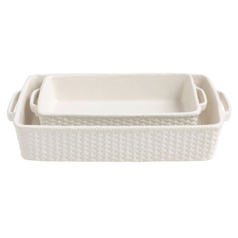 Basket Weave Ceramic Baker Set of 2