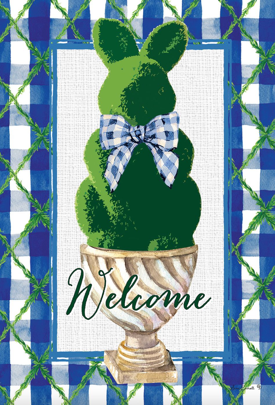 Bunny Topiary Garden Flag