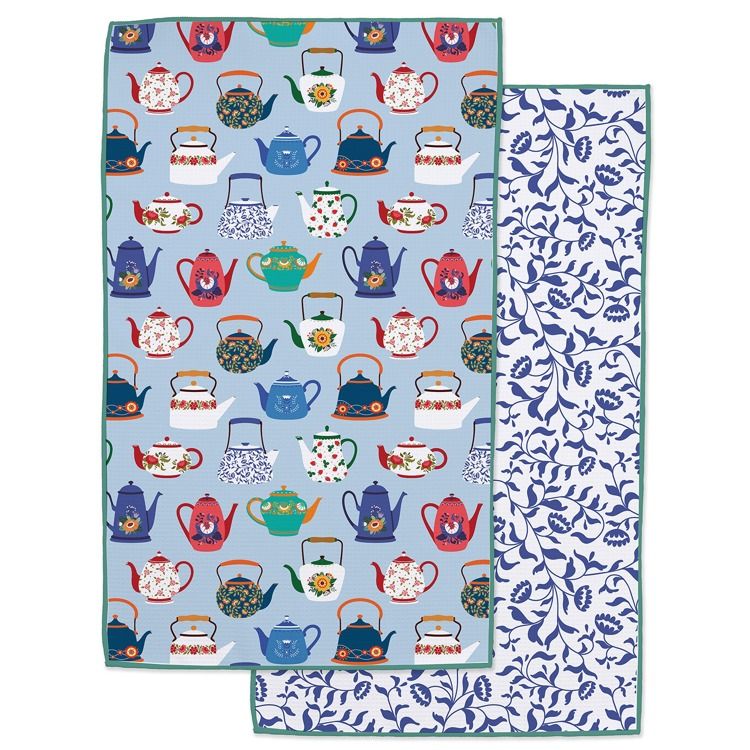 Teapots Printed Microfiber Dishtowel