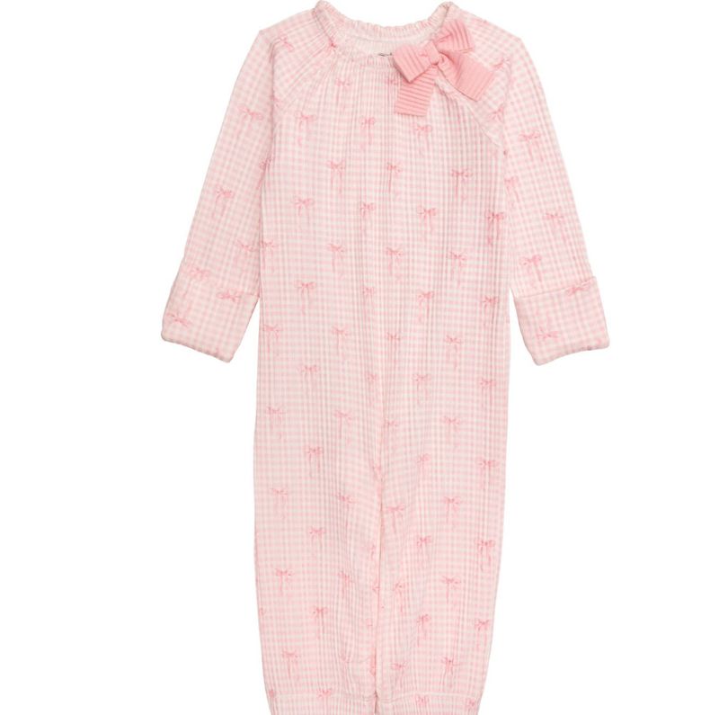 Pink Gingham Bow Gown | Newborn