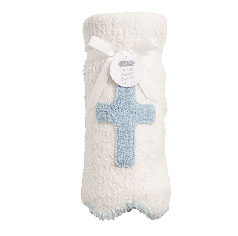 Cross Chenille Blanket | Blue