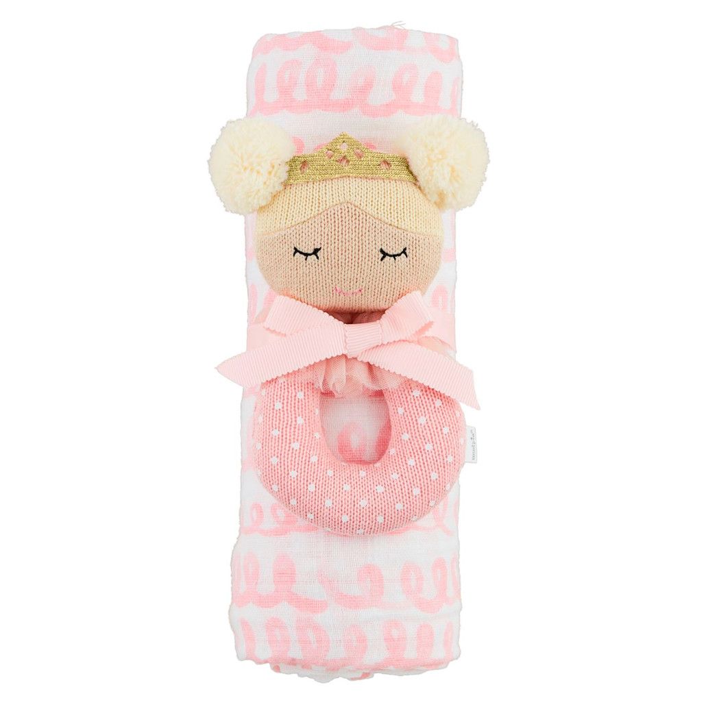 Swirl Swaddle with Baby Rattle