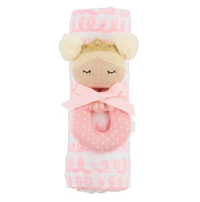 Swirl Swaddle with Baby Rattle