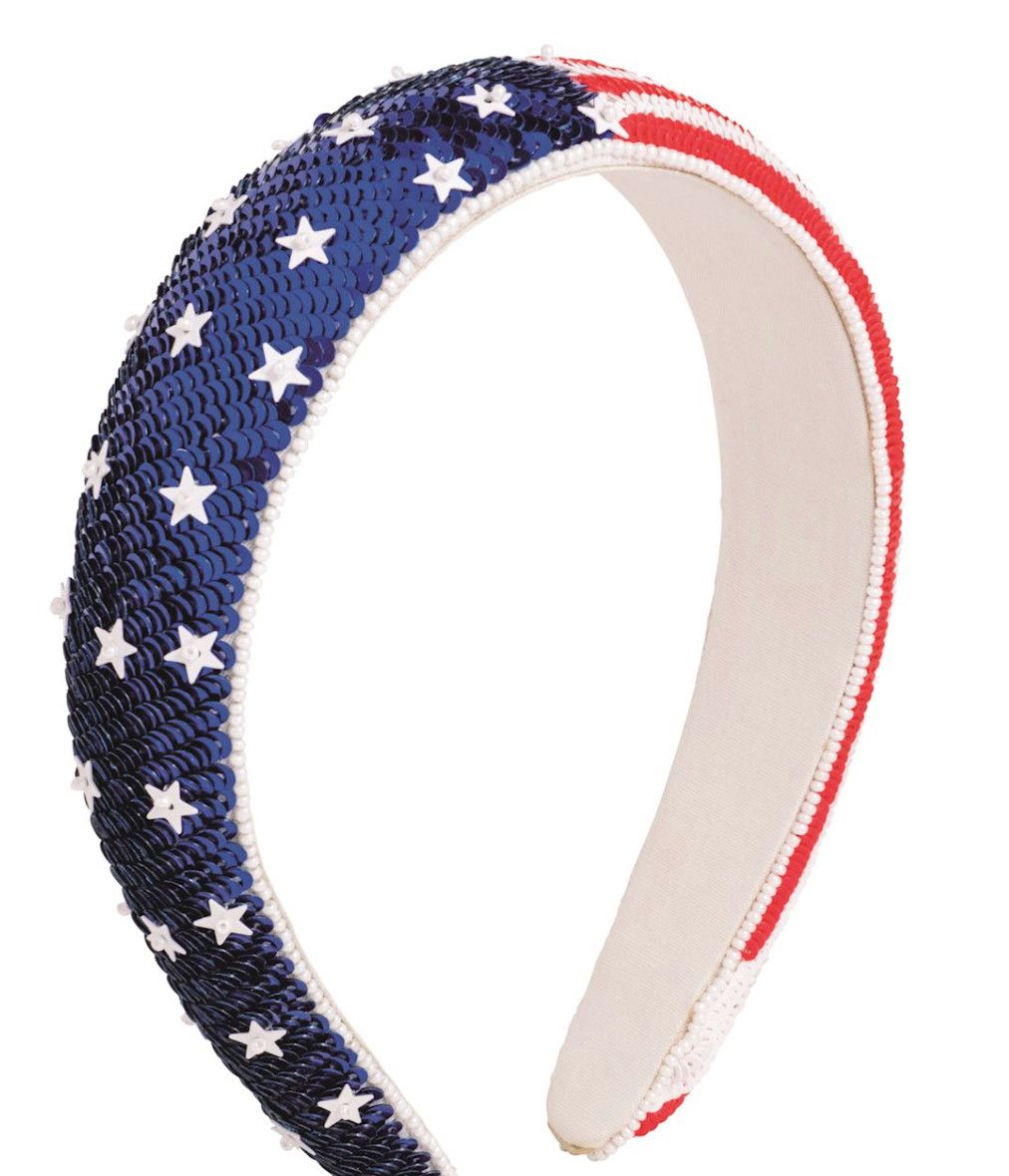 Sequined Americana Headband | Flags