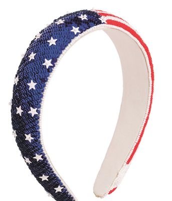 Sequined Americana Headband | Flags
