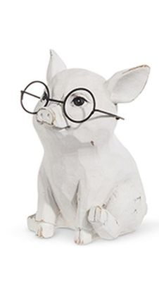 Pig with Glasses Sitting