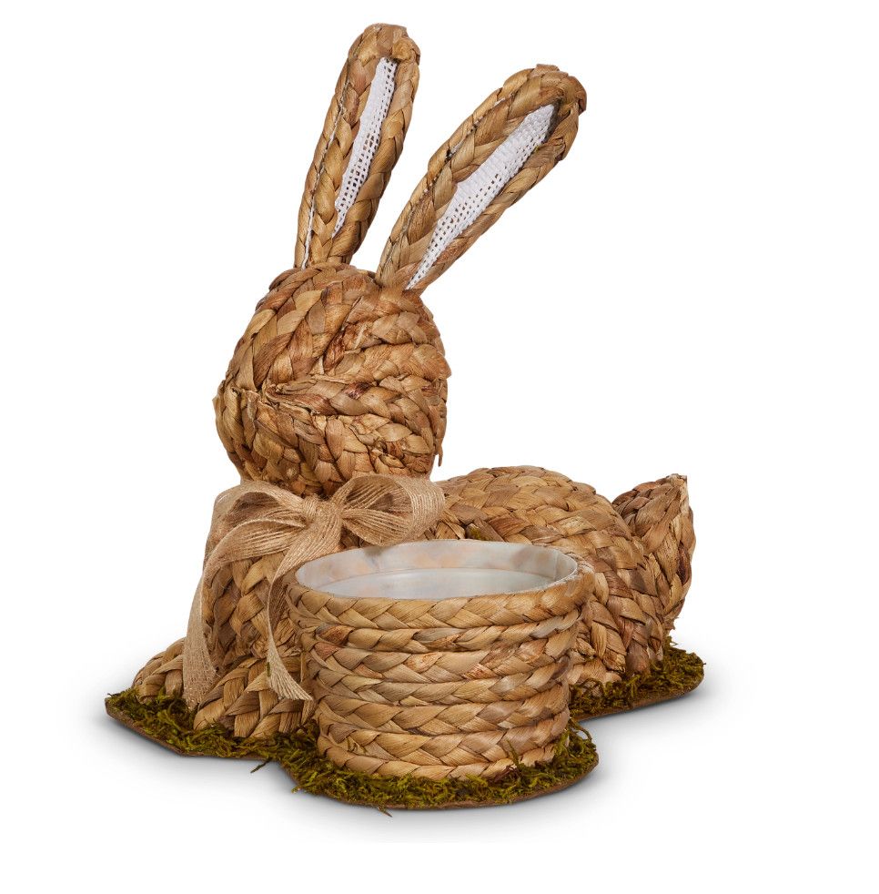 Natural Basketweave Bunny with Basket