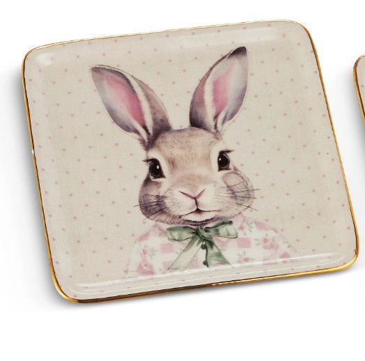 Dapper Bunny without Glasses Trinket Tray