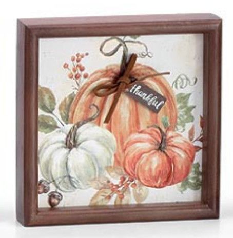 Pumpkin Block Sitter | Thankful