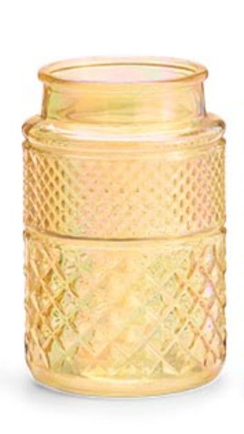 Iridescent Pressed Pattern Spring Vase | Yellow
