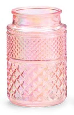 Iridescent Pressed Pattern Spring Vase | Pink